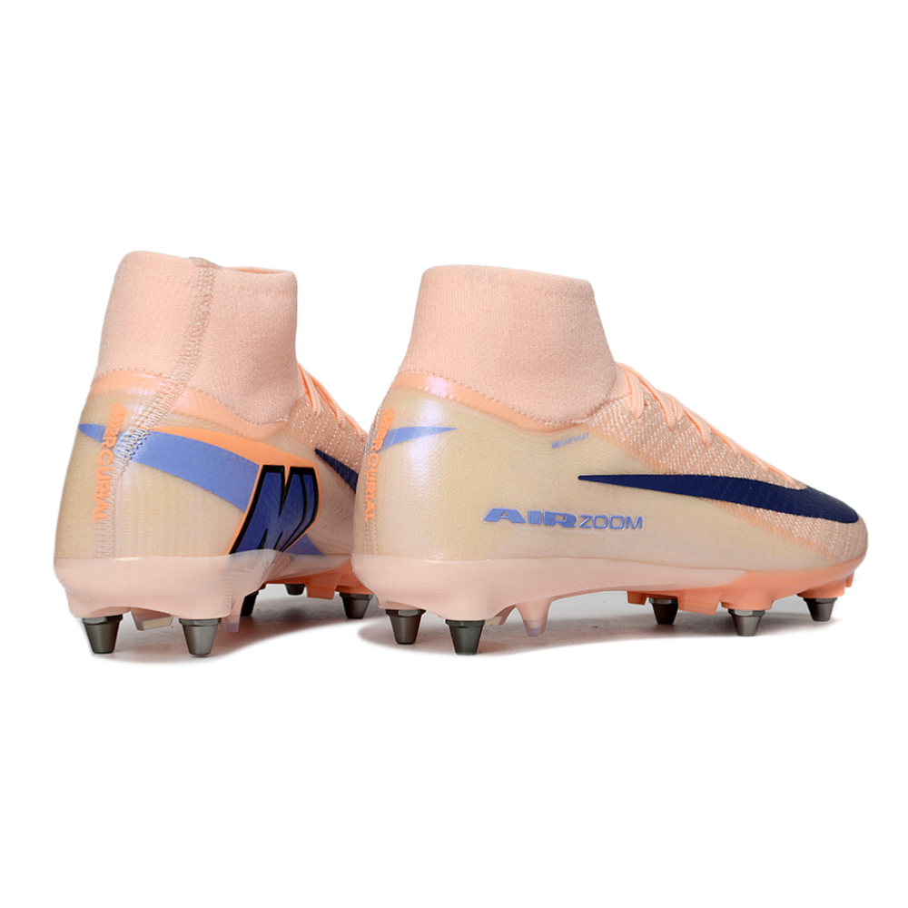 Chuteira Campo Nike Air Zoom Mercurial Superfly 10 Elite Trava Mista Salmão e Azul