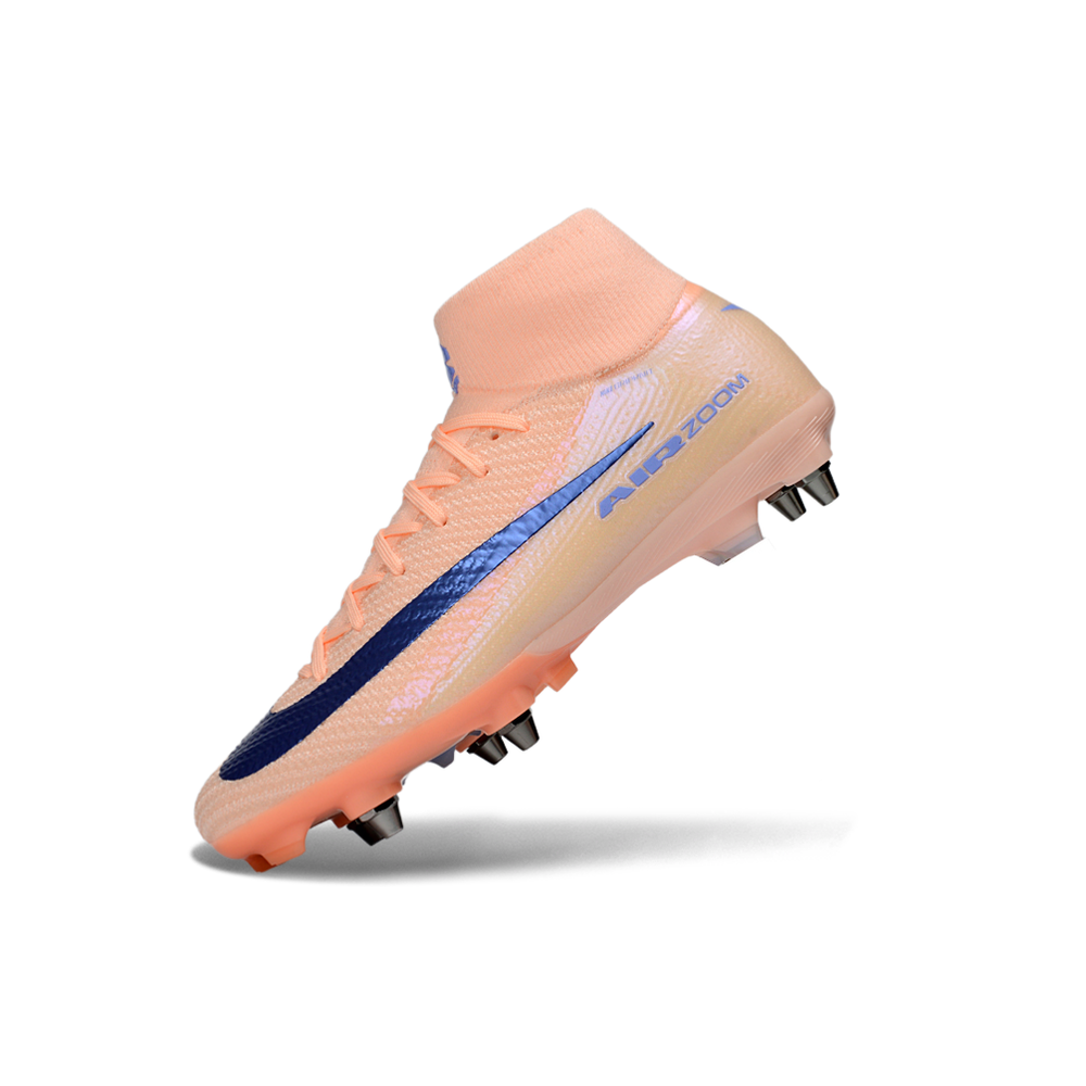Chuteira Campo Nike Air Zoom Mercurial Superfly 10 Elite Trava Mista Salmão e Azul