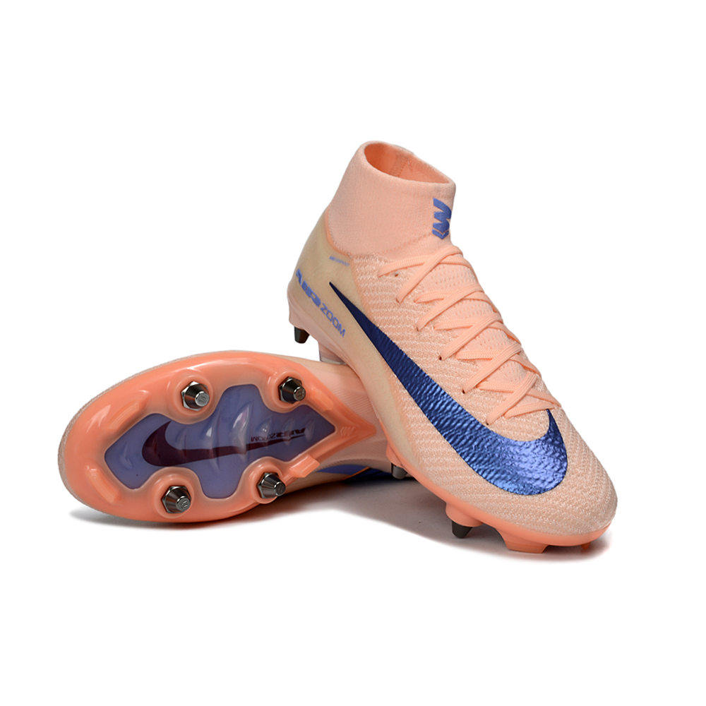 Chuteira Campo Nike Air Zoom Mercurial Superfly 10 Elite Trava Mista Salmão e Azul