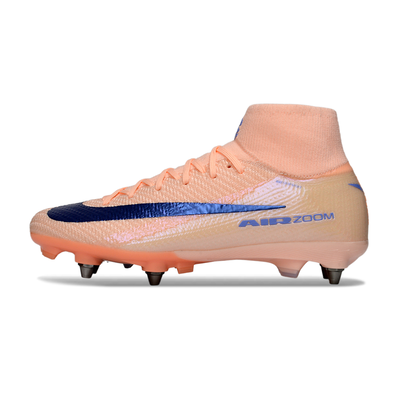 Chuteira Campo Nike Air Zoom Mercurial Superfly 10 Elite Trava Mista Salmão e Azul