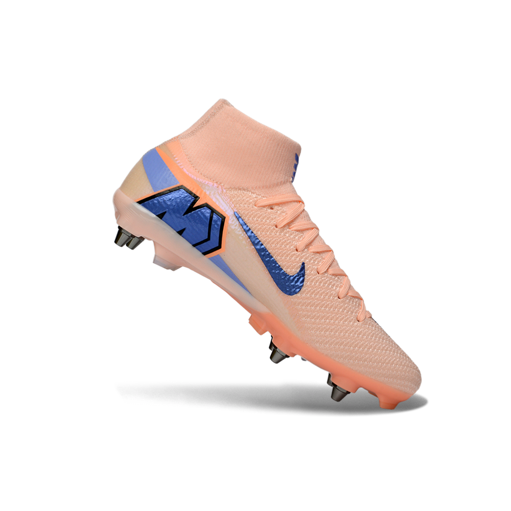 Chuteira Campo Nike Air Zoom Mercurial Superfly 10 Elite Trava Mista Salmão e Azul