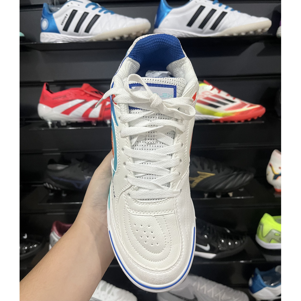 Chuteira Futsal Joma Top Flex Rebound IC Branco, Azul e Laranja - Pronta Entrega