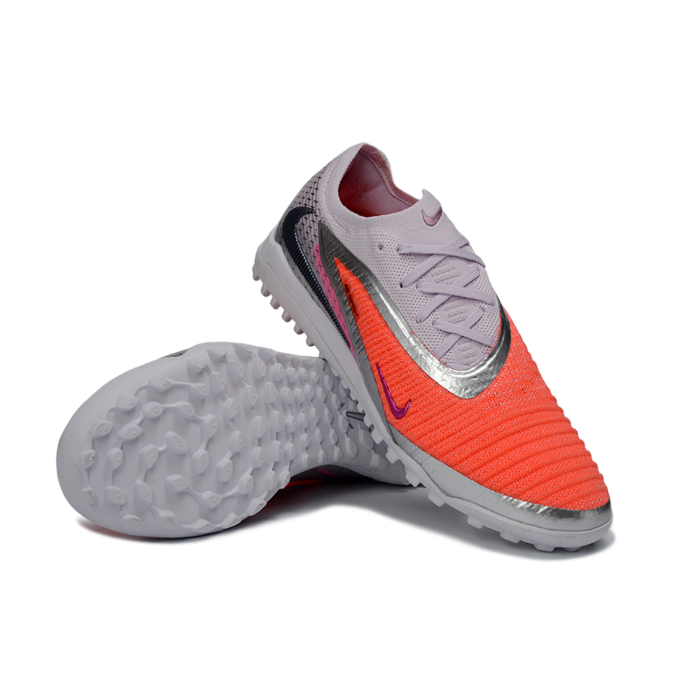 Chuteira Society Nike Phantom GX 6 Elite TF Cinza, Prata e Laranja 