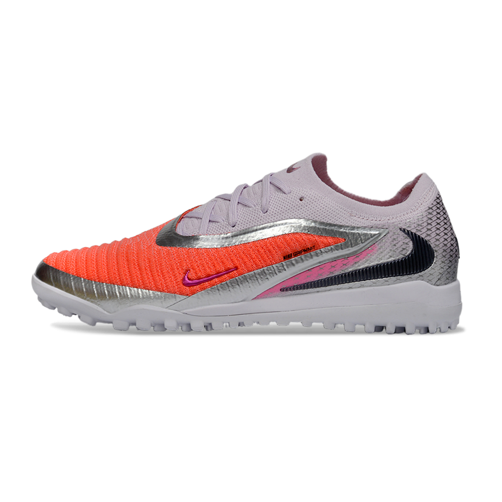 Chuteira Society Nike Phantom GX 6 Elite TF Cinza, Prata e Laranja 