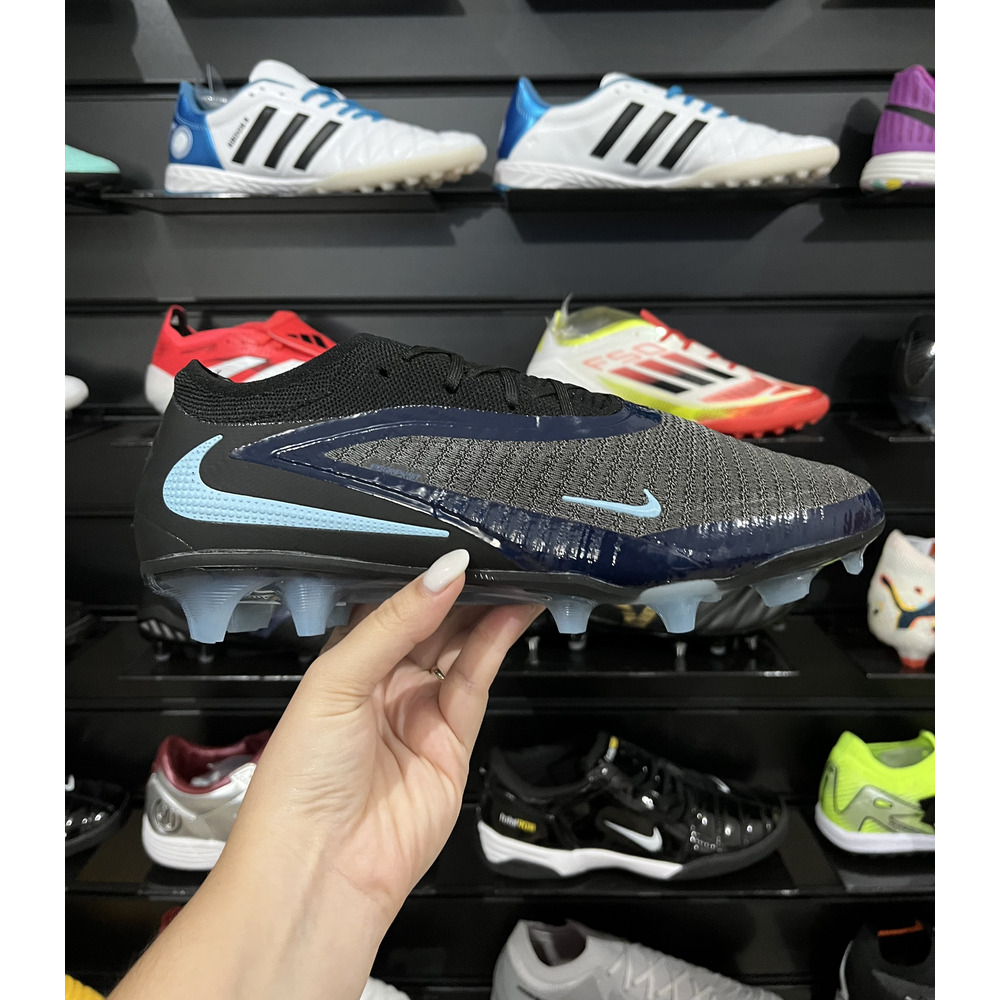 Chuteira Campo Nike Phantom GX 3 Elite FG Preto e Azul "Shadow" - Pronta Entrega