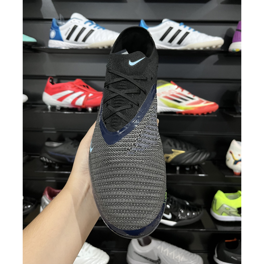 Chuteira Campo Nike Phantom GX 3 Elite FG Preto e Azul "Shadow" - Pronta Entrega