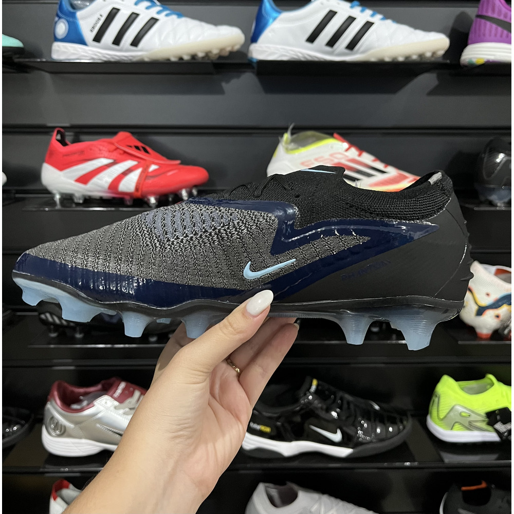 Chuteira Campo Nike Phantom GX 3 Elite FG Preto e Azul "Shadow" - Pronta Entrega