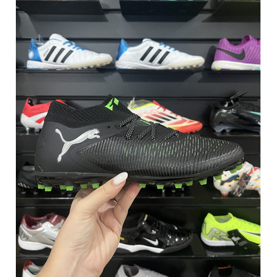 Chuteira Society Puma Future 8 MG Preto e Verde "Eclipse" - Pronta Entrega