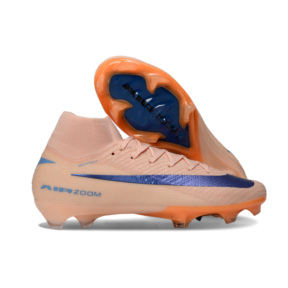 Chuteira Campo Nike Air Zoom Mercurial Superfly 10 Elite FG Rosa, Azul e Laranja 