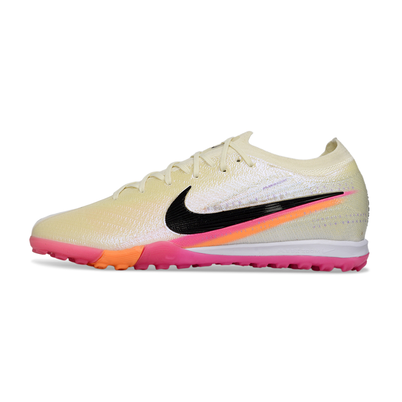 Chuteira Society Nike Air Zoom Mercurial Vapor 16 Elite TF Bege, Rosa e Laranja 