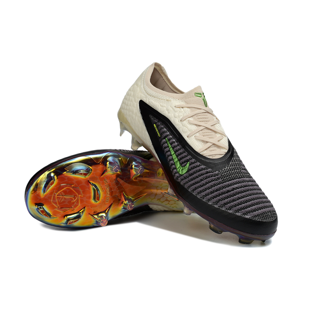 Chuteira Campo Nike Phantom GX 3 Elite FG Preto, Bege e Verde "Black Mamba"