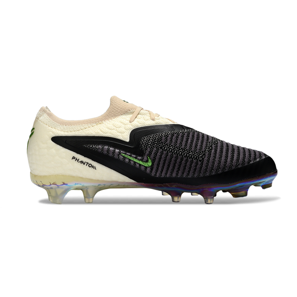 Chuteira Campo Nike Phantom GX 3 Elite FG Preto, Bege e Verde "Black Mamba"