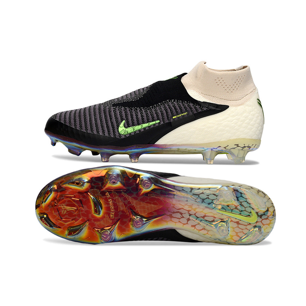 Chuteira Campo Nike Phantom GX 6 Elite FG Preto, Bege e Verde "Black Mamba"