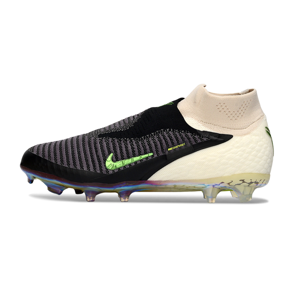 Chuteira Campo Nike Phantom GX 6 Elite FG Preto, Bege e Verde "Black Mamba"