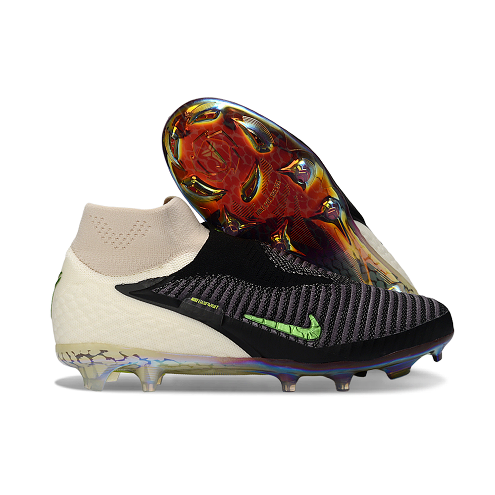Chuteira Campo Nike Phantom GX 6 Elite FG Preto, Bege e Verde "Black Mamba"