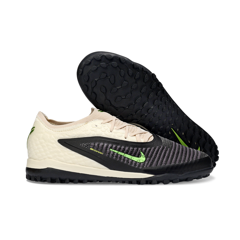 Chuteira Society Nike Phantom GX 6 Elite TF Bege, Preto e Verde "Black Mamba"