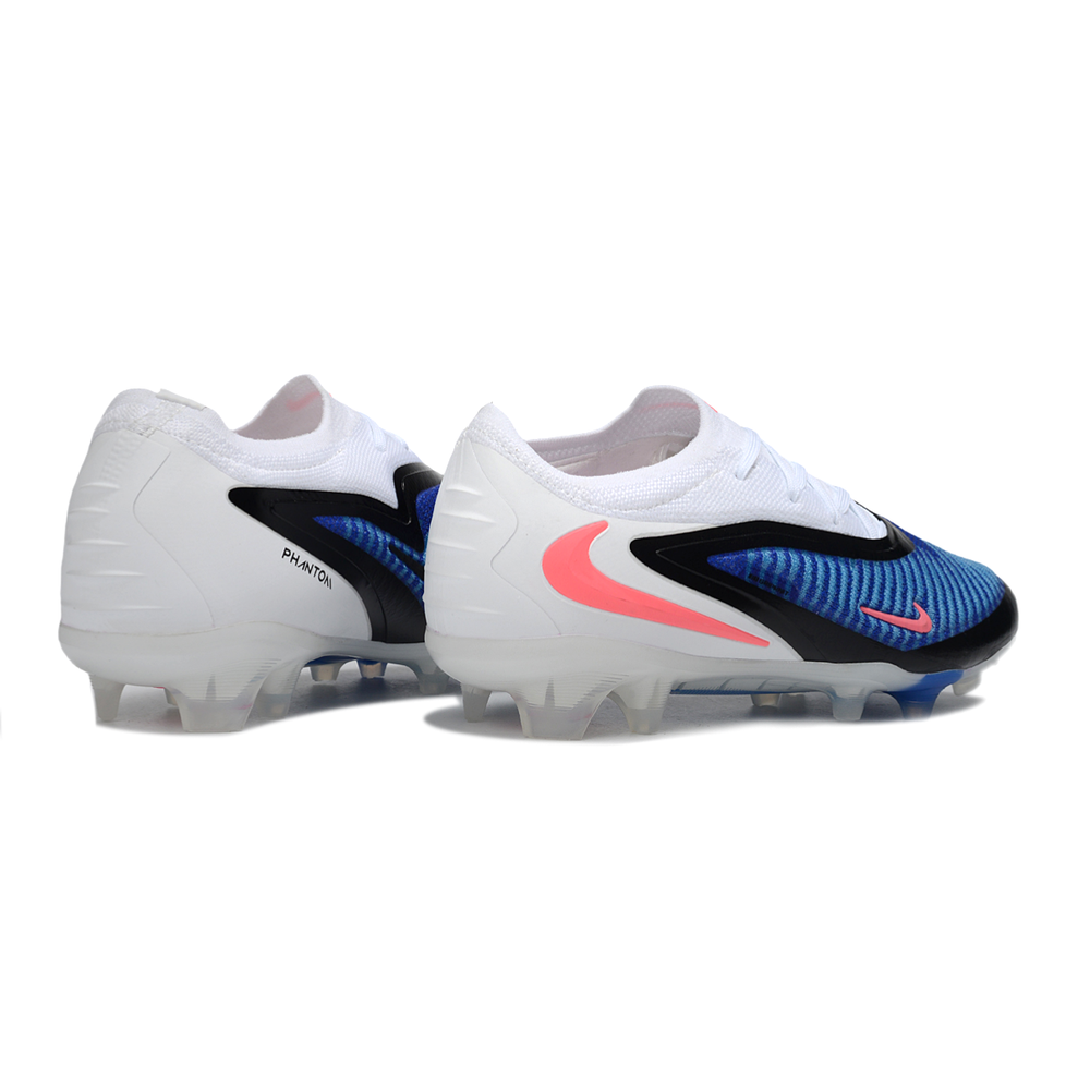 Chuteira Campo Nike Phantom GX 3 Elite FG Branco, Azul e Rosa "Attack Pack"