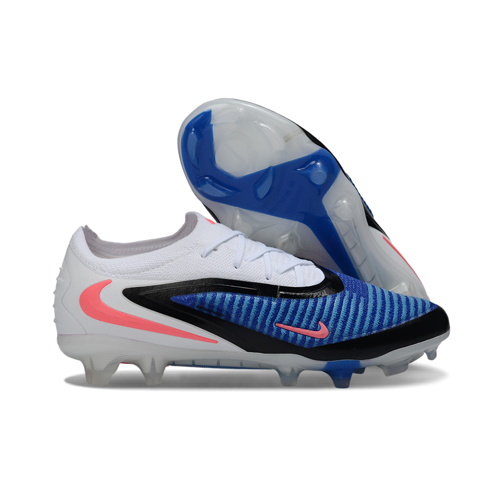 Chuteira Campo Nike Phantom GX 3 Elite FG Branco, Azul e Rosa "Attack Pack"