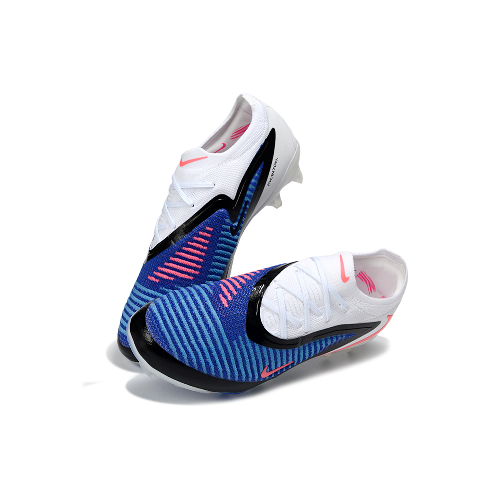 Chuteira Campo Nike Phantom GX 3 Elite FG Branco, Azul e Rosa "Attack Pack"