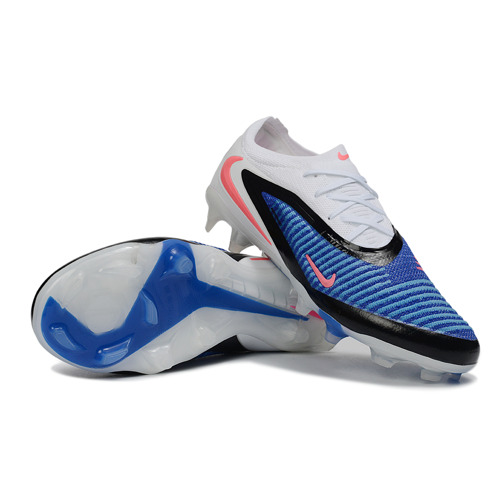 Chuteira Campo Nike Phantom GX 3 Elite FG Branco, Azul e Rosa "Attack Pack"