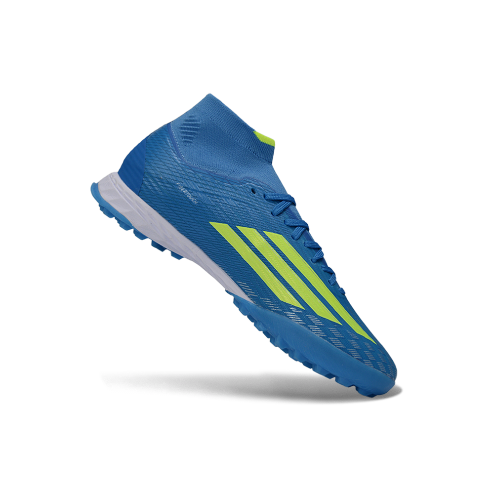 Chuteira Society Adidas F50 Cano Médio TF Azul e Verde