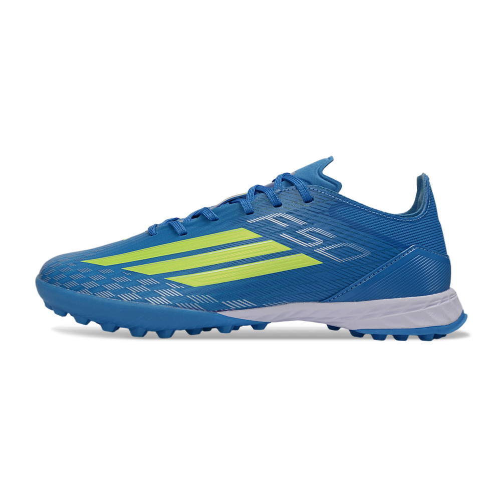 Chuteira Society Adidas F50 TF Azul e Verde 