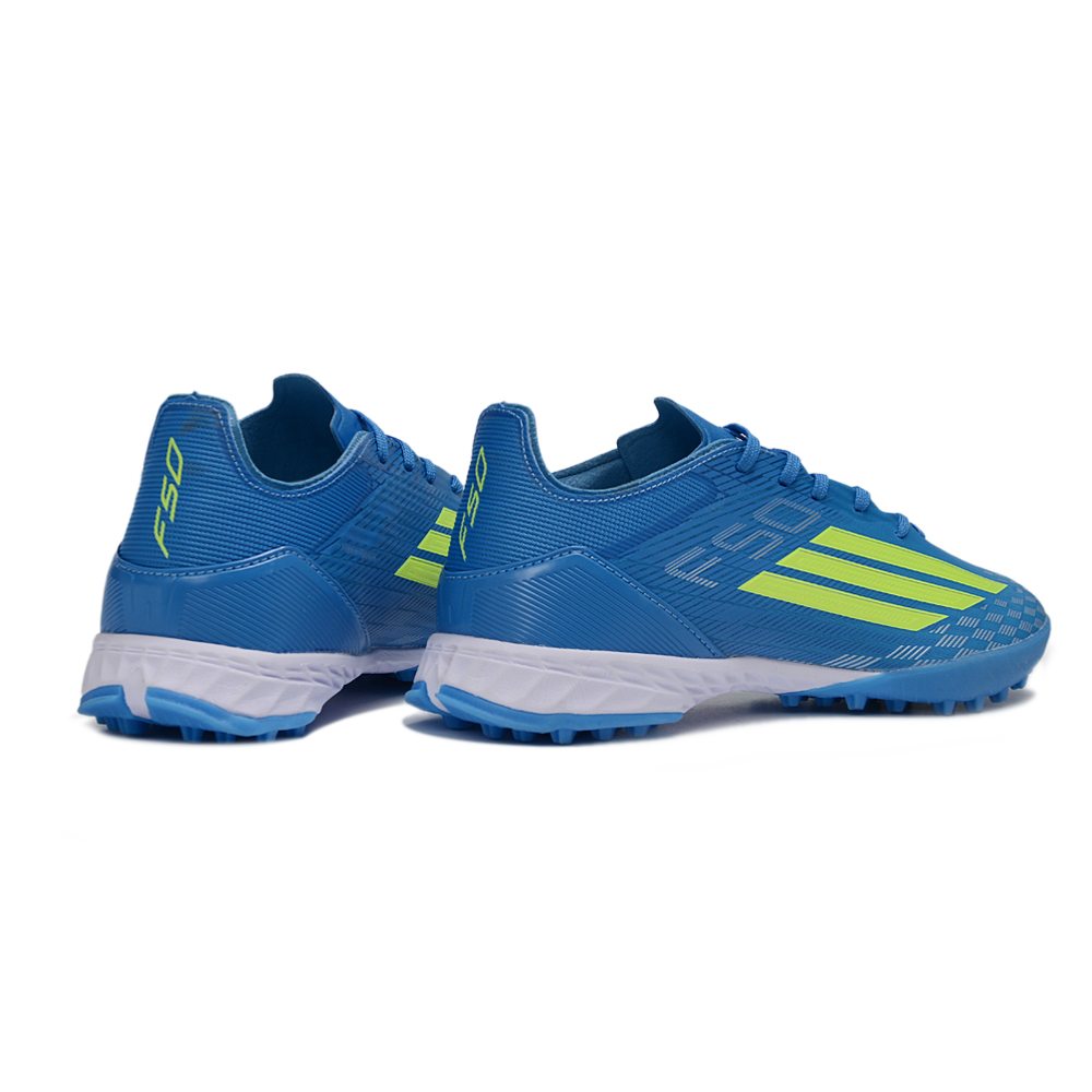 Chuteira Society Adidas F50 TF Azul e Verde 