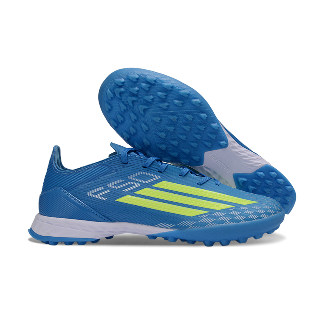 Chuteira Society Adidas F50 TF Azul e Verde 