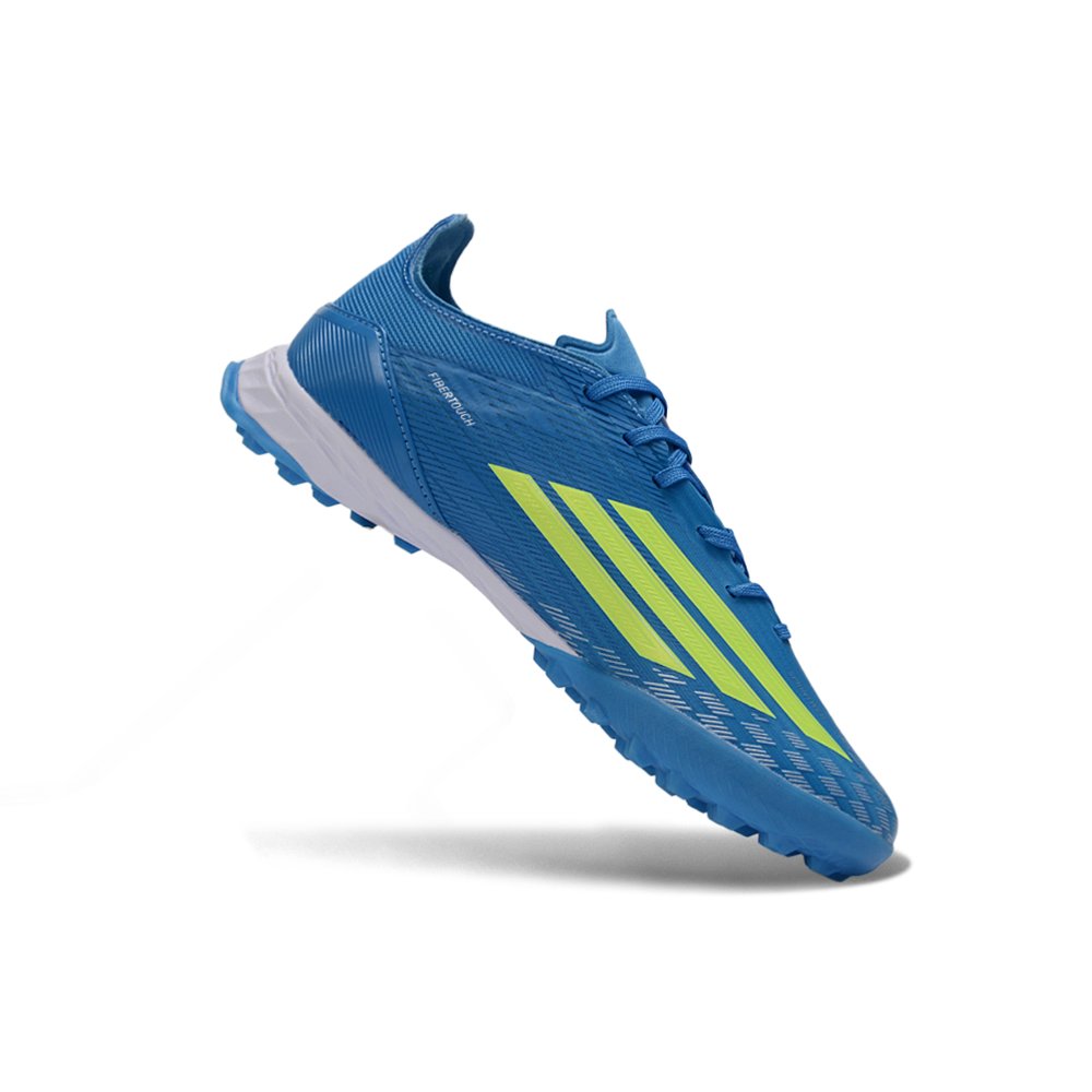 Chuteira Society Adidas F50 TF Azul e Verde 