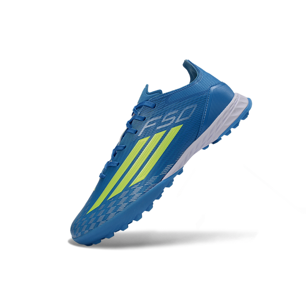 Chuteira Society Adidas F50 TF Azul e Verde 