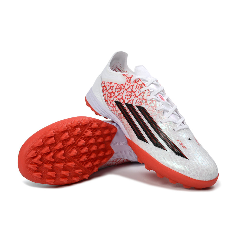 Chuteira Society Adidas F50 TF Branco, Vermelho e Preto