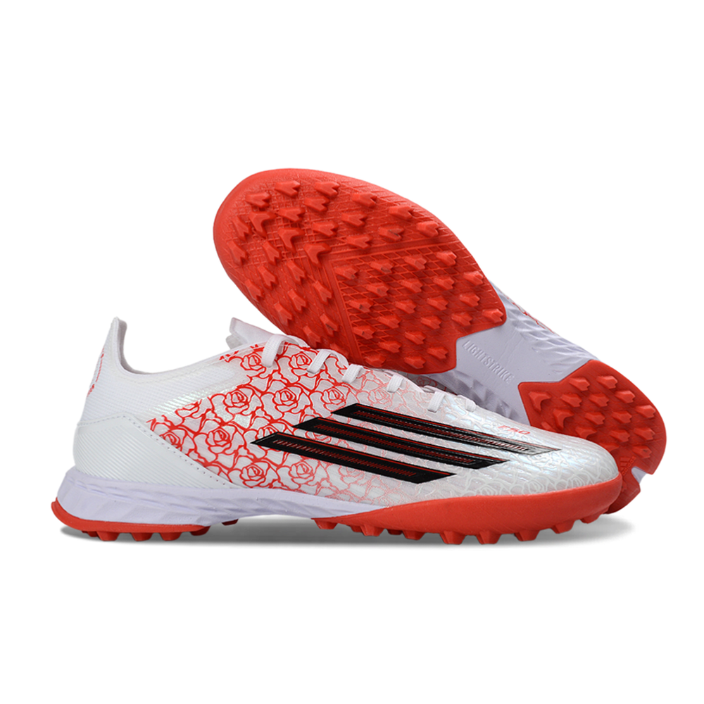 Chuteira Society Adidas F50 TF Branco, Vermelho e Preto