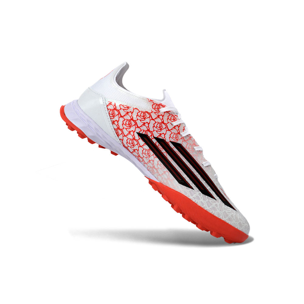 Chuteira Society Adidas F50 TF Branco, Vermelho e Preto