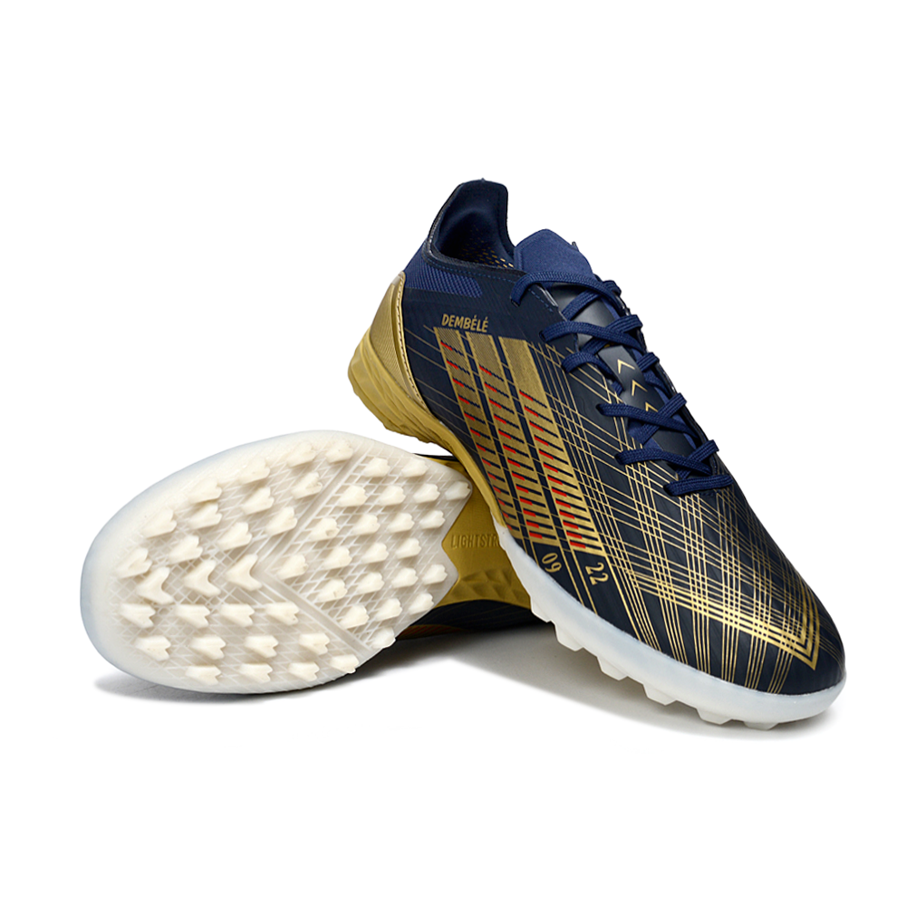 Chuteira Society Adidas F50 TF Azul Marinho e Dourado "Dembélé"