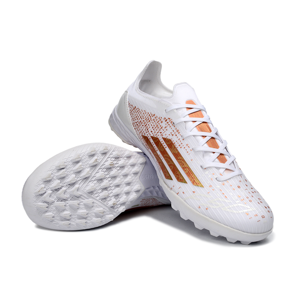 Chuteira Society Adidas F50 TF Branco e Dourado "Salah"