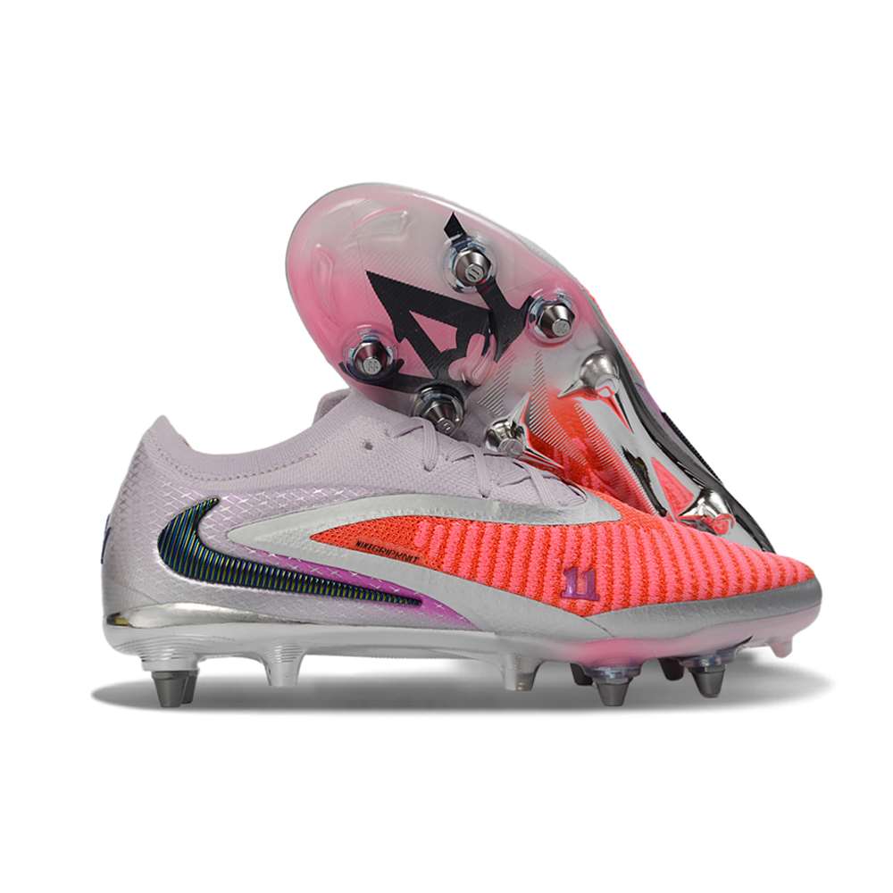 Chuteira Campo Nike Phantom GX 6 Elite Trava Mista Cinza e Laranja 