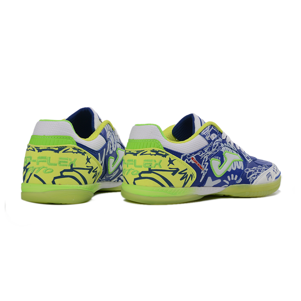 Chuteira Futsal Joma Top Flex Rebound IC Azul, Verde e Branco