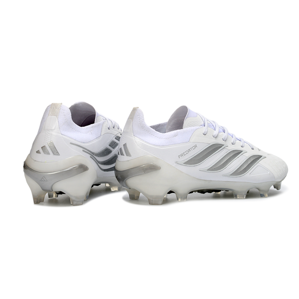 Chuteira Campo Adidas Predator 26 Elite FG Branco e Prata