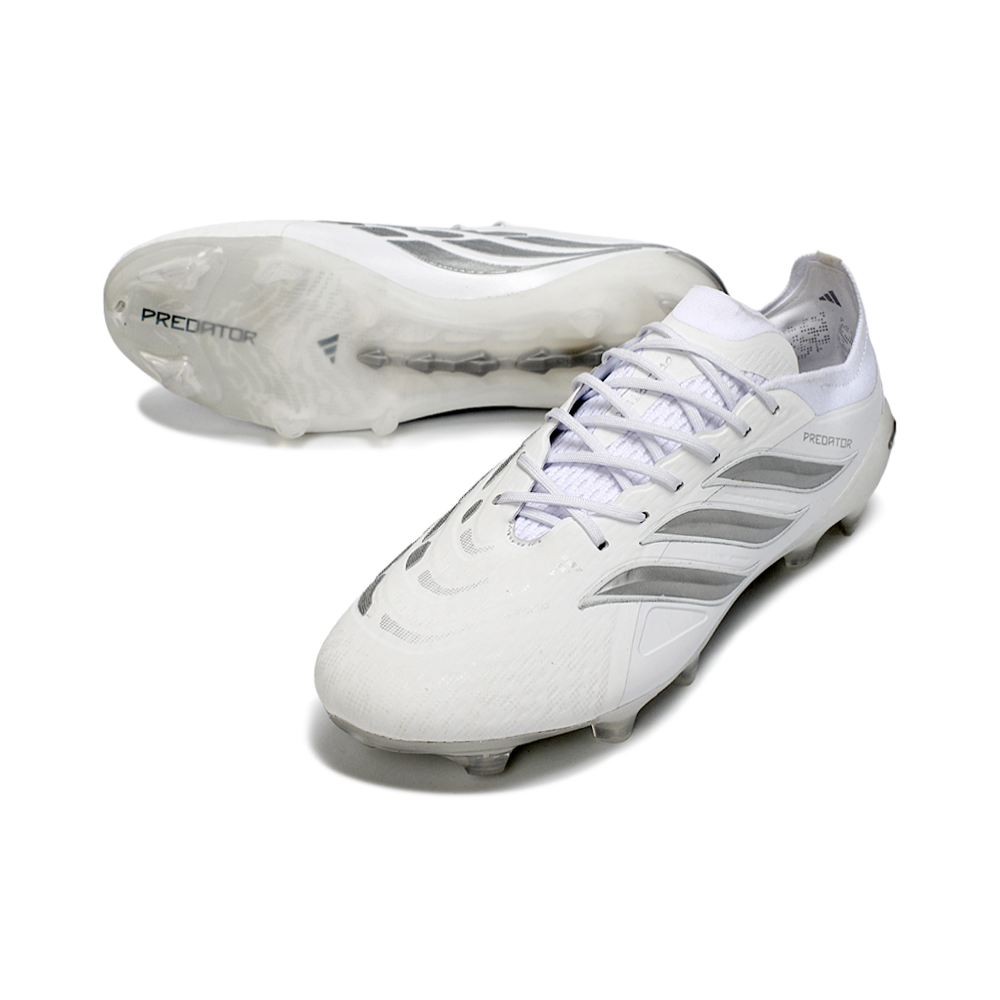 Chuteira Campo Adidas Predator 26 Elite FG Branco e Prata