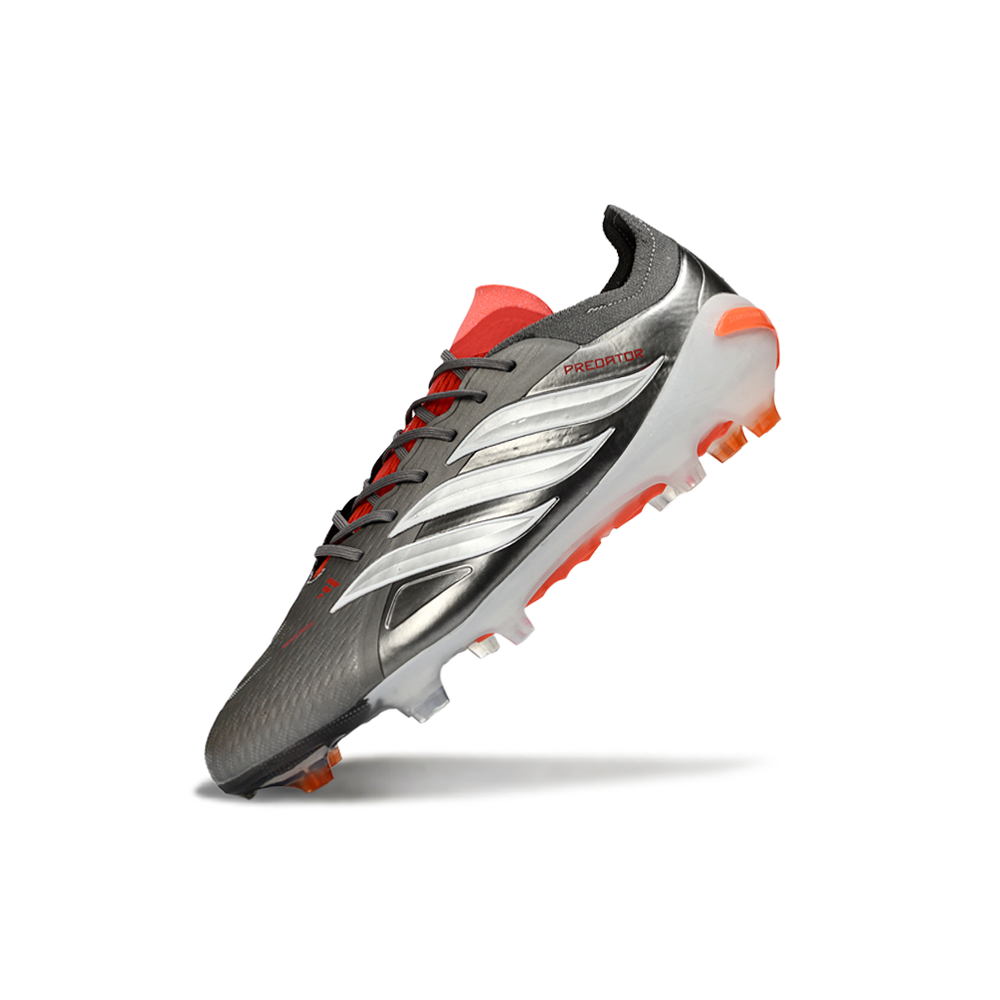 Chuteira Campo Adidas Predator 26 Elite FG Cinza, Laranja e Branco