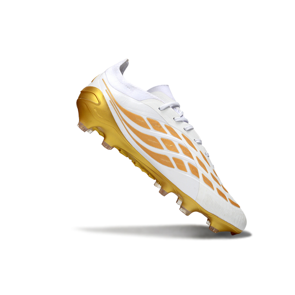 Chuteira Campo Adidas Predator 26 Elite FG Branco e Dourado 