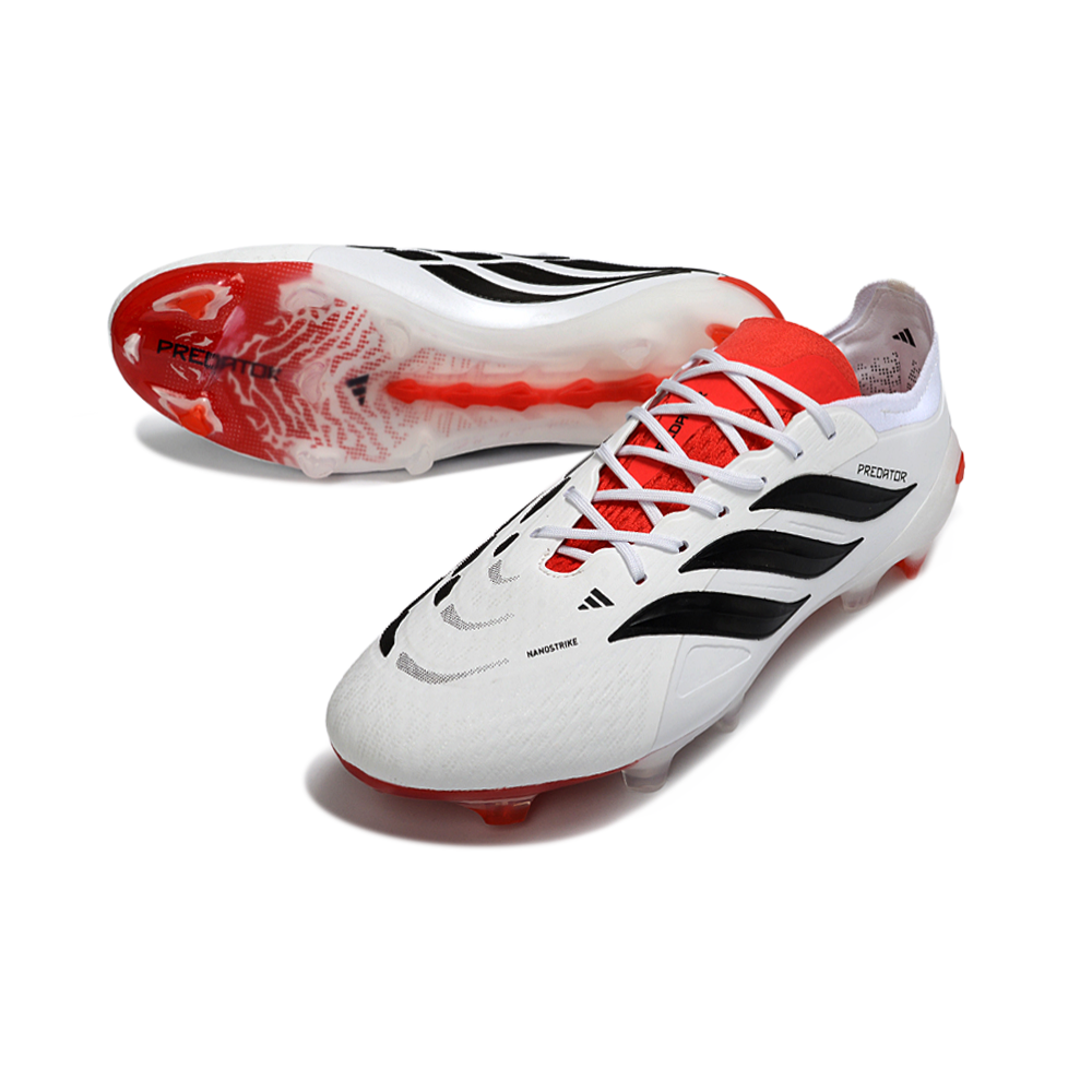Chuteira Campo Adidas Predator 26 Elite FG Branco, Vermelho e Preto 