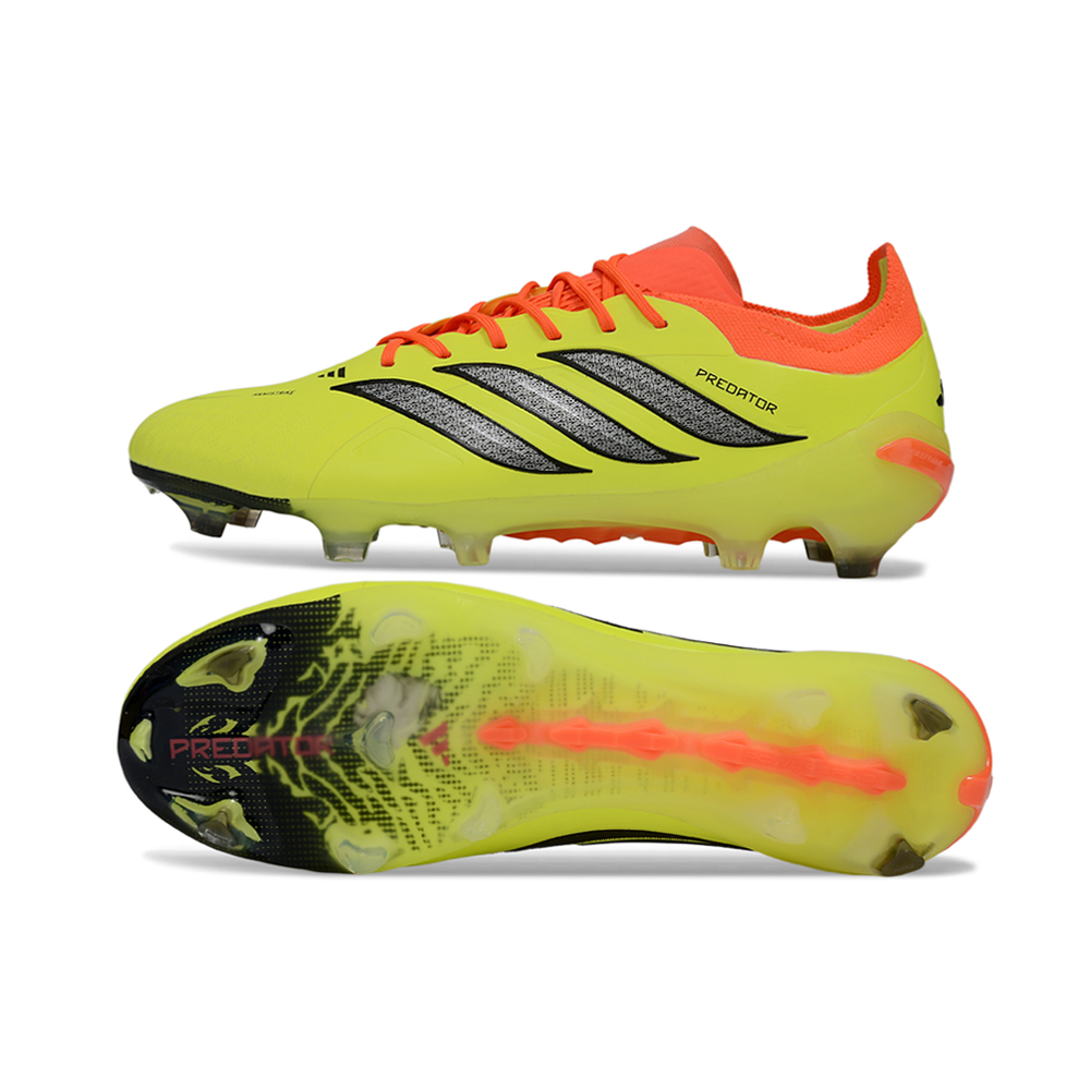 Chuteira Campo Adidas Predator 26 Elite FG Amarelo, Laranja e Prata