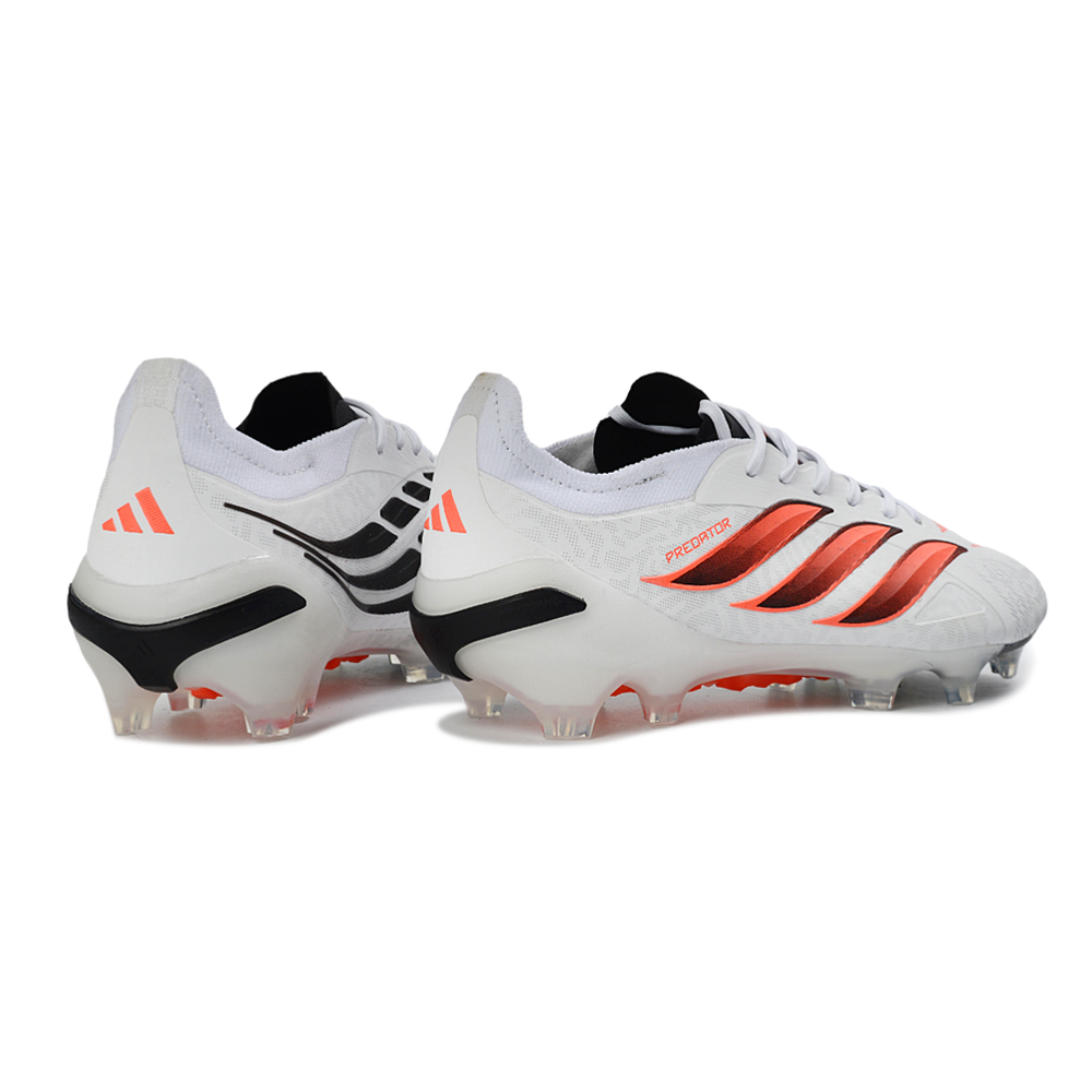 Chuteira Campo Adidas Predator 26 Elite FG Branco, Laranja e Preto 