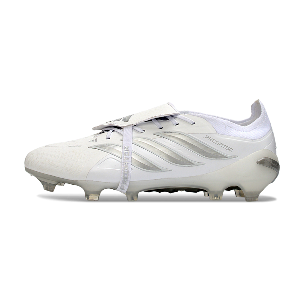 Chuteira Campo Adidas Predator Tongue 26 Elite FG Branco e Prata 