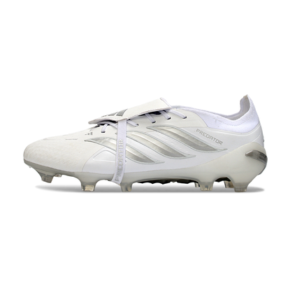 Chuteira Campo Adidas Predator Tongue 26 Elite FG Branco e Prata 