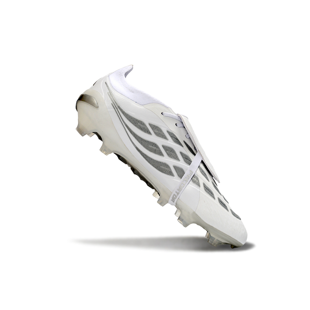 Chuteira Campo Adidas Predator Tongue 26 Elite FG Branco e Prata 