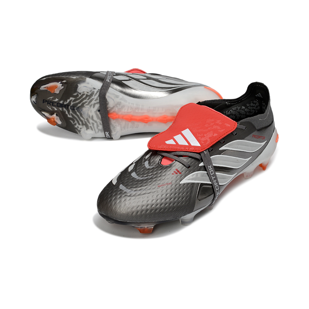 Chuteira Campo Adidas Predator Tongue 26 Elite FG Cinza, Laranja e Branco 