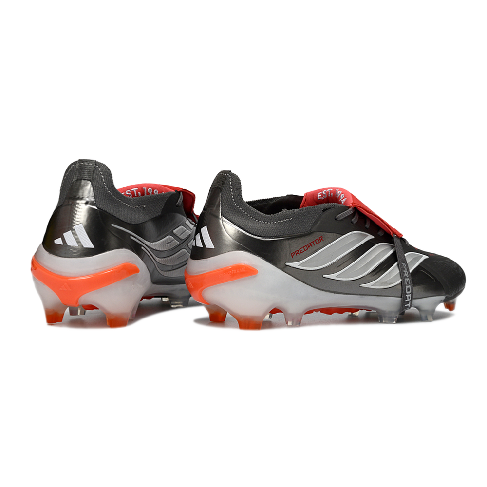 Chuteira Campo Adidas Predator Tongue 26 Elite FG Cinza, Laranja e Branco 