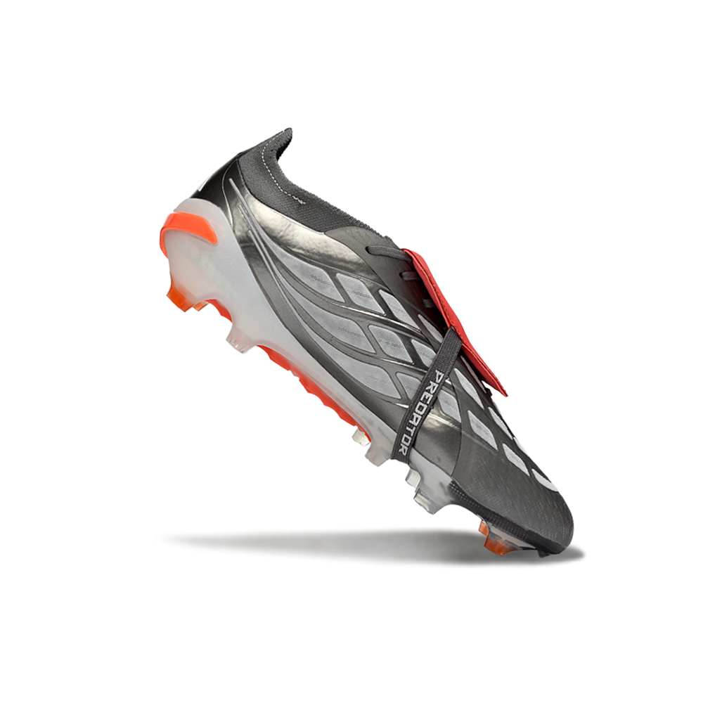 Chuteira Campo Adidas Predator Tongue 26 Elite FG Cinza, Laranja e Branco 